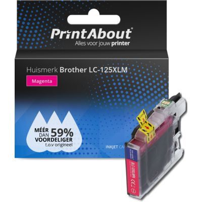 PrintAbout Huismerk LC-125XLM Magenta Inktcartridge (1500 pagina's) - Compatibel met Brother