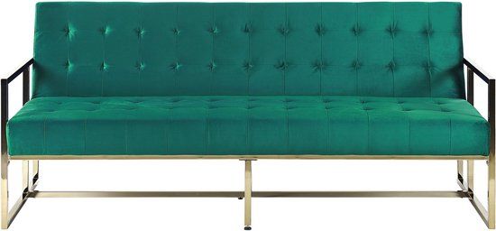 Beliani MARSTAL - Groene Fluvelen Slaapbank met Retro Design