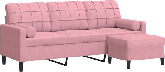 vidaXL Driezitsbank met voetenbank 180 cm fluweel roze