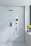 FortiFura Calvi inbouw regendoucheset – Ø25 cm hoofddouche – 35 cm gebogen wandarm – 3-standen ronde handdouche – koper geborsteld