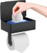 Unyqoos Zwarte Toiletpapierhouder met Opbergbox en Plank