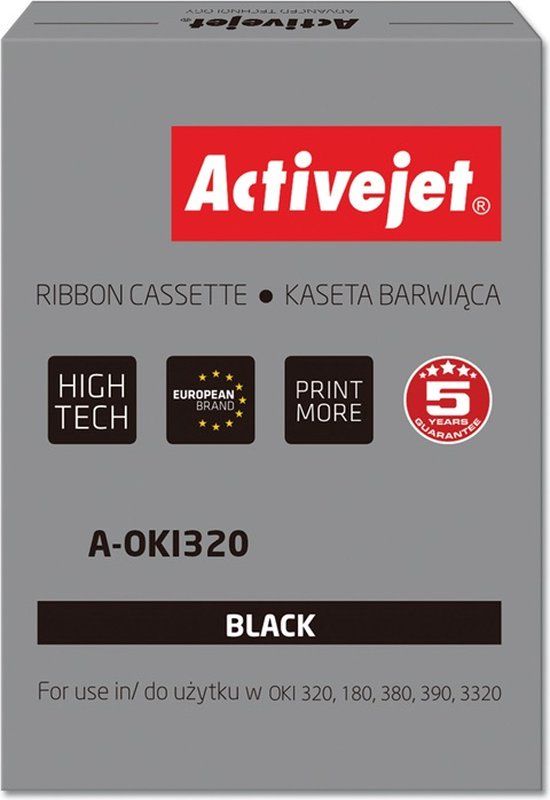 Oki ActiveJet A-OKI320 Printer Ribbon - Black - Replacement for OKI 9002303