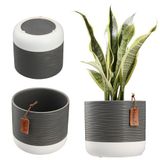 KADAX Bloempot, keramische plantenpot in 2 kleuren, sierpot met decoratieve reliëf, bloempot van keramiek, plantenpot voor kamerplanten, 12 cm, grijs