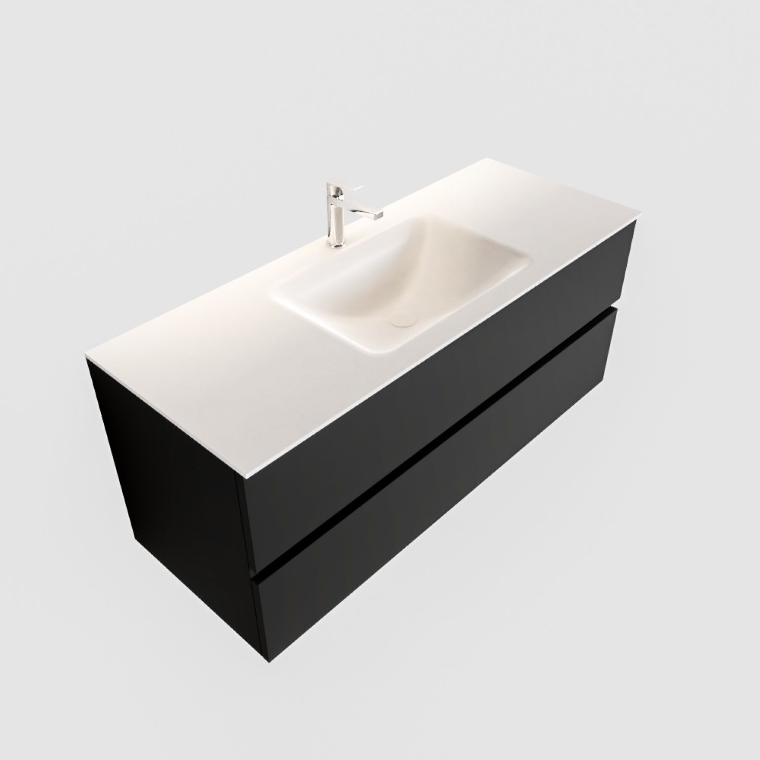 Badkamermeubel Solid Surface AQS Oslo 120x45 cm Mat Zwart Urban