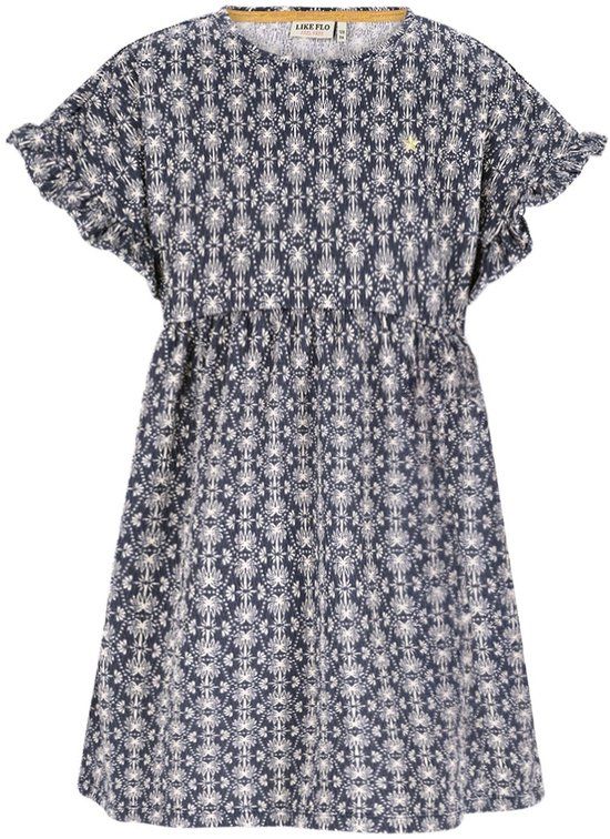 Like Flo Maja Flo girls AOP structure dress - Palm - Maat 104