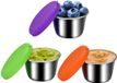Set de boîtes de conservation en inox sans marque - Hermétique et réutilisable - Pour vinaigrette, trempettes et collations - 3x70ml