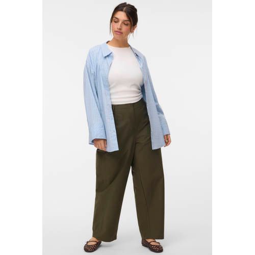 VERO MODA CURVE geruite top Plus Size - lichtblauw
