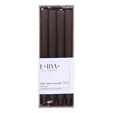 DONAU HOME Set lange staafkaarsen, geribbeld, bruin, 4 stuks, 30 x Ø 2,25 cm, ongeparfumeerd, geribbelde staafkaarsen, tafelkaarsen ter decoratie in de woonkamer, badkamer, 10 uur brandduur