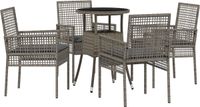vidaXL Tuin Eettafel Set 5-delig Grijs Poly Rattan