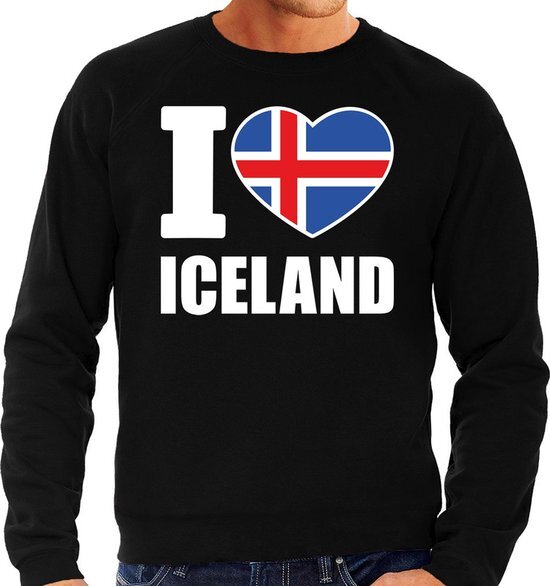 Bellatio Decorations I love Iceland sweater / trui zwart voor heren L