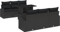 vidaXL Tuinbank Set Zwart Poly Ratan