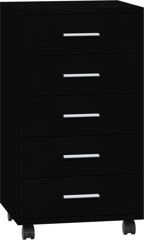 vidaXL Ladekast met wieltjes, bewerkt hout, zwart