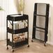 Chariot de rangement pliable - 3 niveaux avec roues - Noir