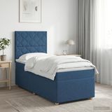 vidaXL Boxspringbed met matras met hoofdeinde Blauw 90 x 190 cm Stof