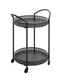 HAKU Serveerwagen zwart, metaal - B 51 cm x H 71 cm x D 42 cm, Art Deco