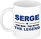 Bellatio Decorations Serge cadeau mok - man myth legend - naam koffiemok / beker - wit en blauw - 300 ml - verjaardag