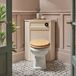 Hudson Reed Klassieke WC-Ombouw Hoekmontage Antiekwit met Stortbak, Zwarte Spoelknop en Staand Toilet met Eikeneffect Toiletzitting | Thornton