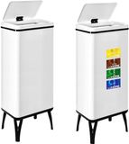 WELL HOME MOBILIARIO & DECORACIÓN 2 x Slimme prullenbakken 60 l c/u, H: 95,5 x 35,5 x 26 cm, wit met magnetische labels