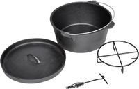 vidaXL Braadpan Gietijzer Zwart Rond Inclusief deksel 30 cm