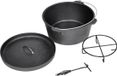vidaXL Braadpan Gietijzer Zwart Rond Inclusief deksel 30 cm
