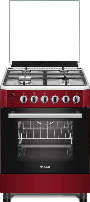 Wiggo WO-E639R(RX) - Serie 9 - 60 cm Gasfornuis - Rood Rvs