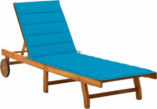 vidaXL Ligbed met kussen massief acaciahout