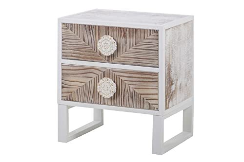 Adda Home Tafel, sparren/MDF/ijzer, wit/natuurlijk hout, 45 x 33 x 50,5 cm