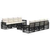 vidaXL Tuinbank - Set - 9 - st - Zwart - poly - rattan