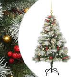 vidaXL Sapin de Noël artificiel vert et blanc 150 cm PVC Métal Plastique