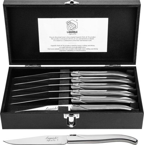 Laguiole Style de Vie Luxury Line Steakmessen - 6-delig - RVS - Hout