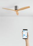 Create - Plafondventilator WIND CALM NATURAL WOOD - Nikkel / Licht hout - 40W - Ø132cm - WIFI + Afstandsbediening