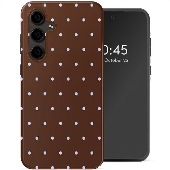 Selencia Hoesje - Geschikt voor Samsung Galaxy S24 FE - Backcover - Happy Dots Chocolate