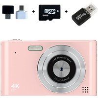 Aiorber CCD-camera, 1080P-studentencamera, 16x zoom, 2,4", met 64 GB geheugenkaart, roze