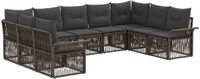 vidaXL Tuinbank - Set - 9 - st - Grijs - poly - rattan