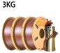 PLA filament tricolore - filament pour imprimante 3D - 1,75 mm - bobine de 3 kg - aspect soie, multicolore - or, argent, cuivre
