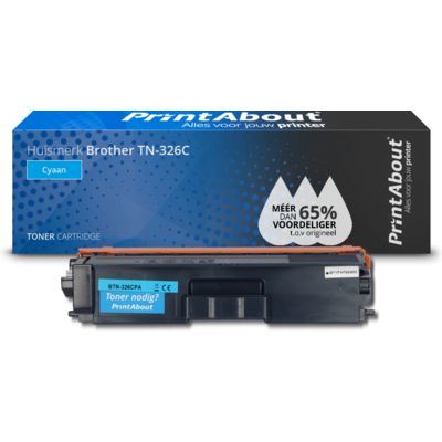 PrintAbout Huismerk Brother TN-326C Toner Cyaan | Compatibel