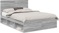 vidaXL Bedframe Grijs Sonoma 140 x 200 cm Massief grenenhout