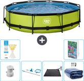 EXIT Toys EXIT Rond Lime Frame Zwembad - 360 x 76 cm - Inclusief Pomp - Schoonmaakset - Solar Mat - Solarzeil - 7-delig
