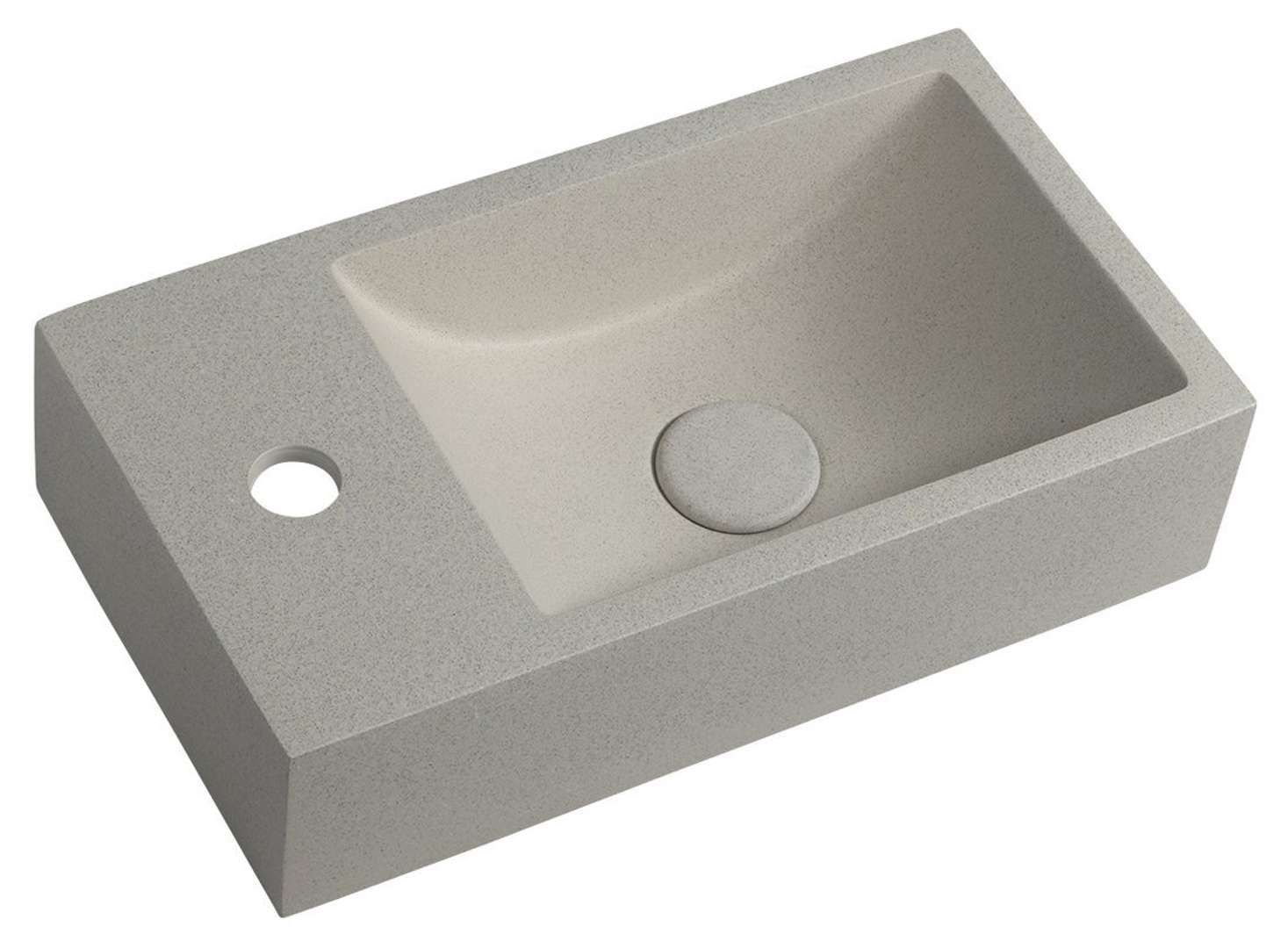 Sapho Small - Fontein - 40x22 cm - 1 kraangat links - Nanolagen - Witte zandsteen AR410