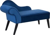 BIARRITZ Chaise Longue - Blauw - Fluweel - Linkerzijde - Beliani