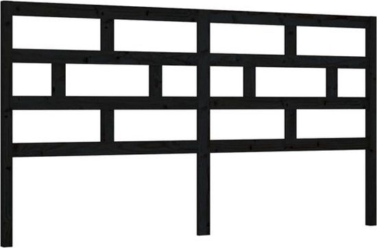 vidaXL Hoofdbord 206x4x100 cm massief grenenhout zwart