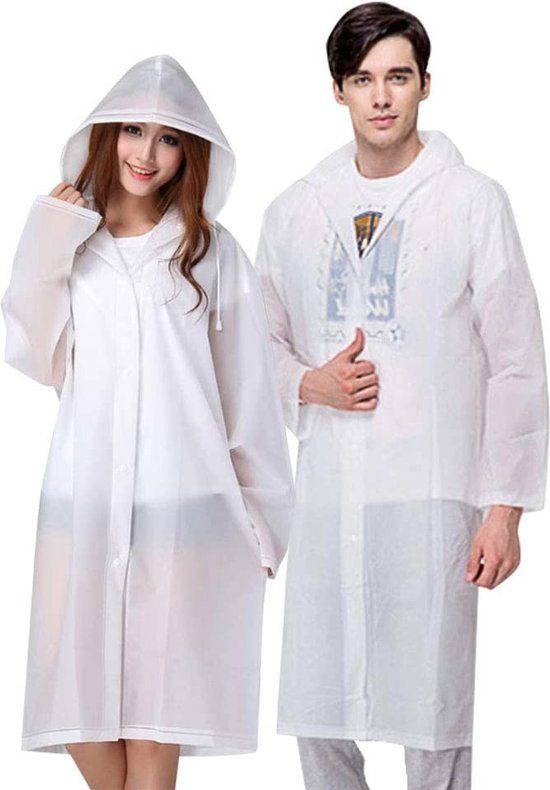 Vicloon Regenponcho, 2 stuks, uniseks, herbruikbaar, transparant, PEVA-regenjas, draagbaar, waterdicht, ademend, regenjas voor reizen, wandelen, fietsen en kamperen