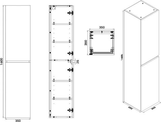 Wiesbaden Vision kolomkast 2 deuren 160x35x35 wit