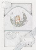 Interbaby Badcape Slapende Beer 100 X 100 Cm Katoen Wit/grijs