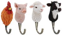 Esschert Design wandhaak boerderijdierkop multicolor decoratief.
