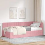 vidaXL Hoekbedframe met Matras 2 st Roze 100 x 200 cm Fluweel