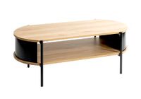 HAKU Salontafel, eiken, zwart (eiken natuur), metaal, spaanplaat - afmetingen: B 100 x H 37 x D 54 cm, stijl: modern
