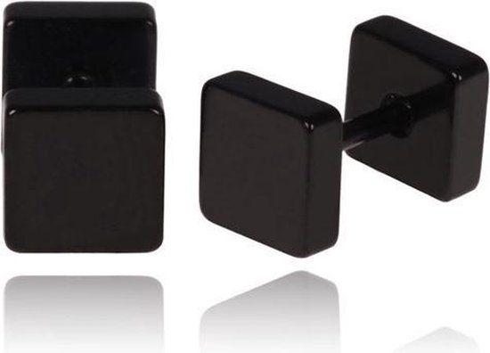 LGT JWLS LGT Jewels Stud oorbellen Square zwart 8mm