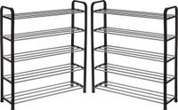 5five 2x Stuks schoenenrek/schoenenkast zilver/zwart 16 paar schoenen 71x78 cm
