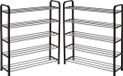 5five 2x Stuks schoenenrek/schoenenkast zilver/zwart 16 paar schoenen 71x78 cm